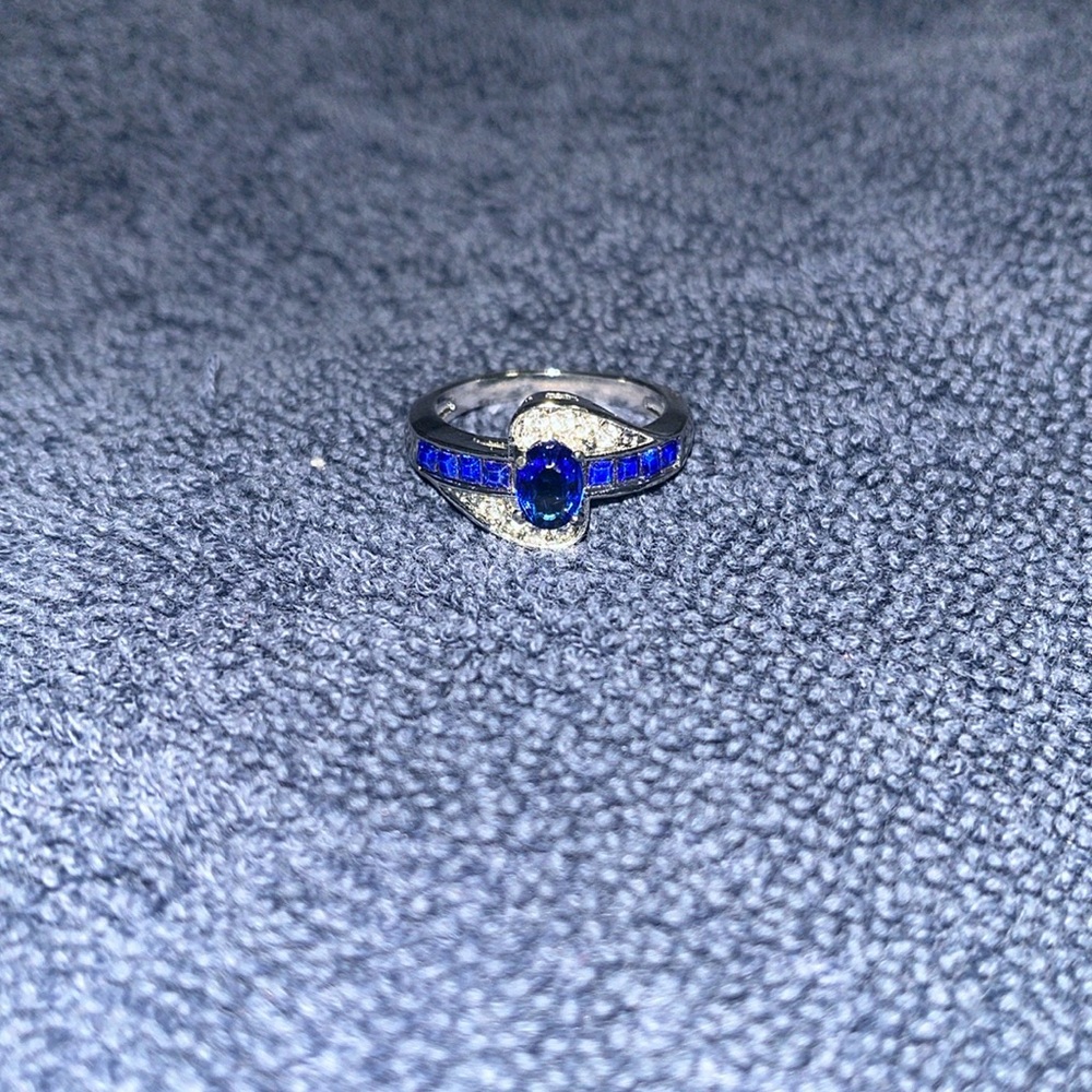 Silver ring with blue stones